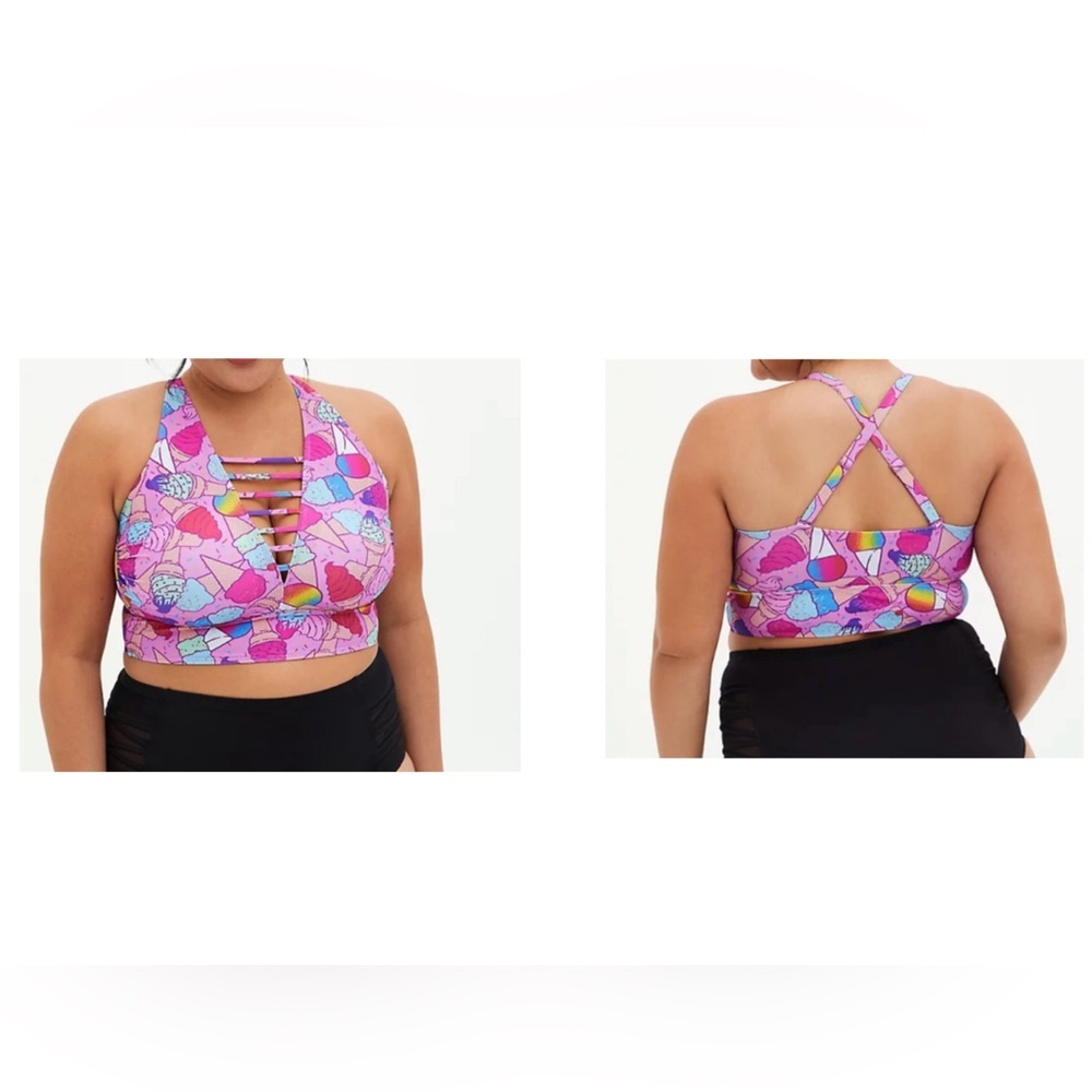 Torrid PURPLE ICE CREAM LATTICE FRONT Plus Size BIKINI Top Size 2X